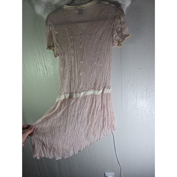 Y2K Pink Lace Babydoll Slip Dress XS Boho Ballet Feminine Coquette Whimsigoth - Picture 8 of 11